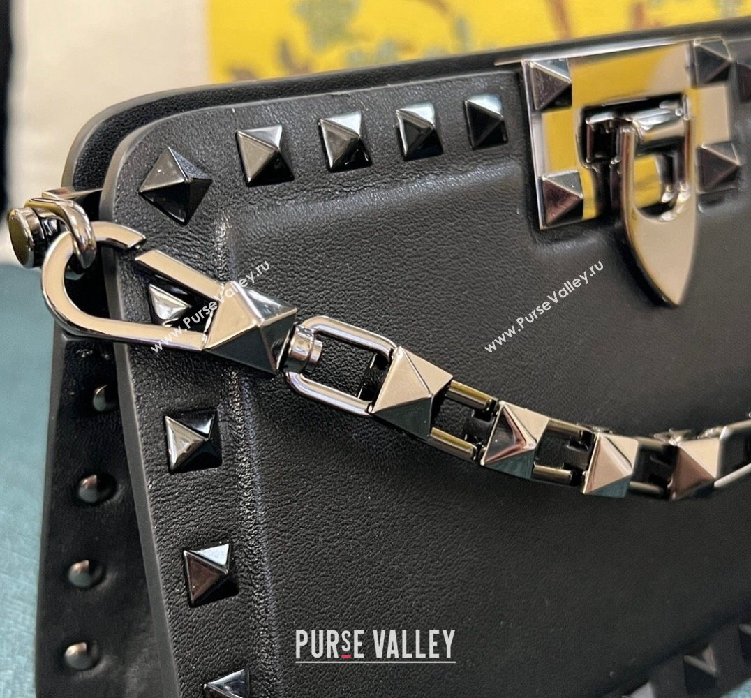 Valentino Rockstud Clutch Bag In Calfskin Black 2024 (xinyidai-24020221)