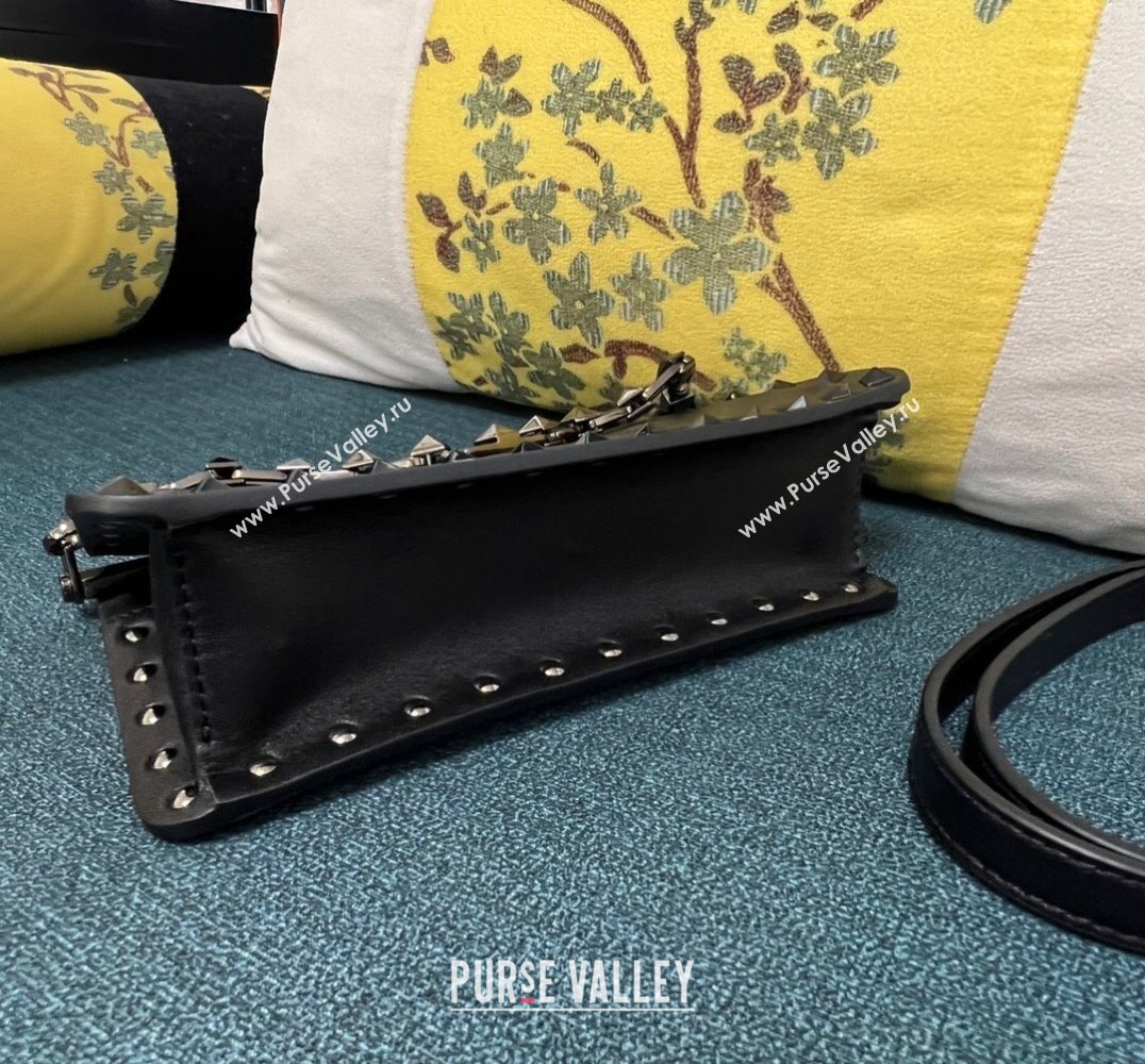 Valentino Rockstud Clutch Bag In Calfskin Black 2024 (xinyidai-24020221)