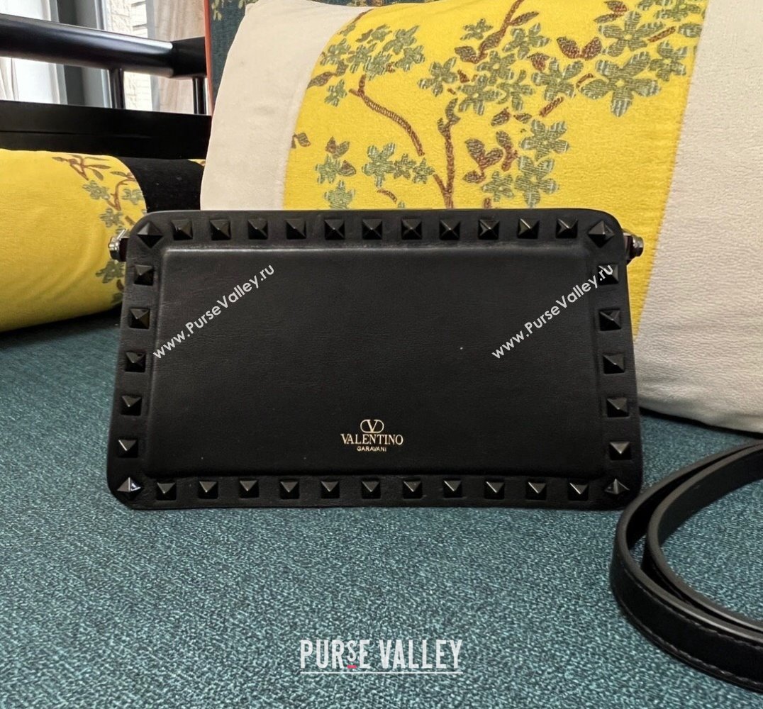 Valentino Rockstud Clutch Bag In Calfskin Black 2024 (xinyidai-24020221)