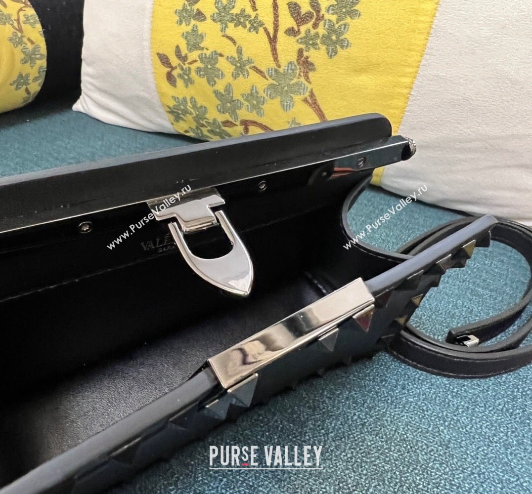 Valentino Rockstud Clutch Bag In Calfskin Black 2024 (xinyidai-24020221)