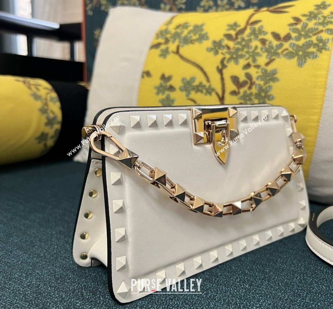 Valentino Rockstud Clutch Bag In Calfskin White 2024 (xinyidai-24020222)