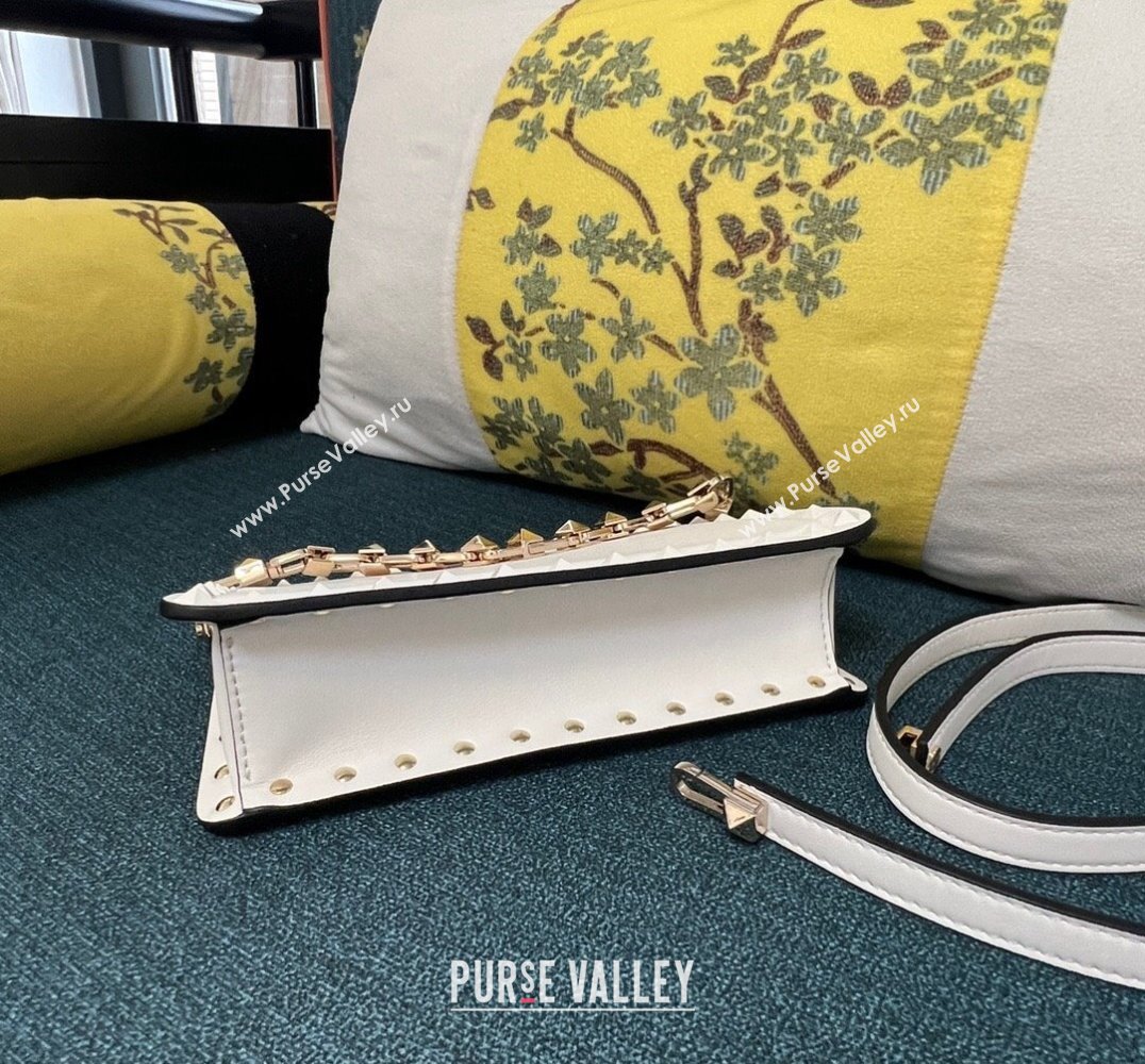 Valentino Rockstud Clutch Bag In Calfskin White 2024 (xinyidai-24020222)