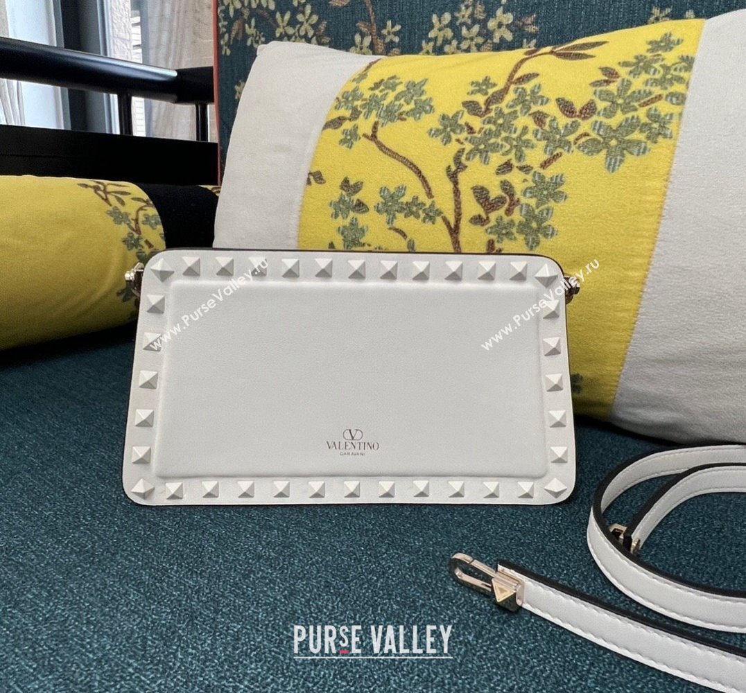 Valentino Rockstud Clutch Bag In Calfskin White 2024 (xinyidai-24020222)