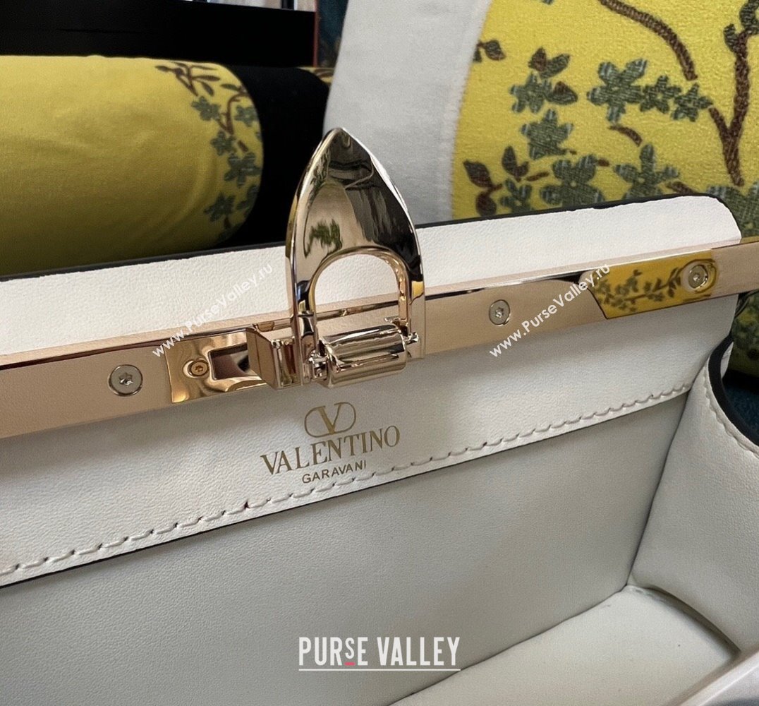 Valentino Rockstud Clutch Bag In Calfskin White 2024 (xinyidai-24020222)