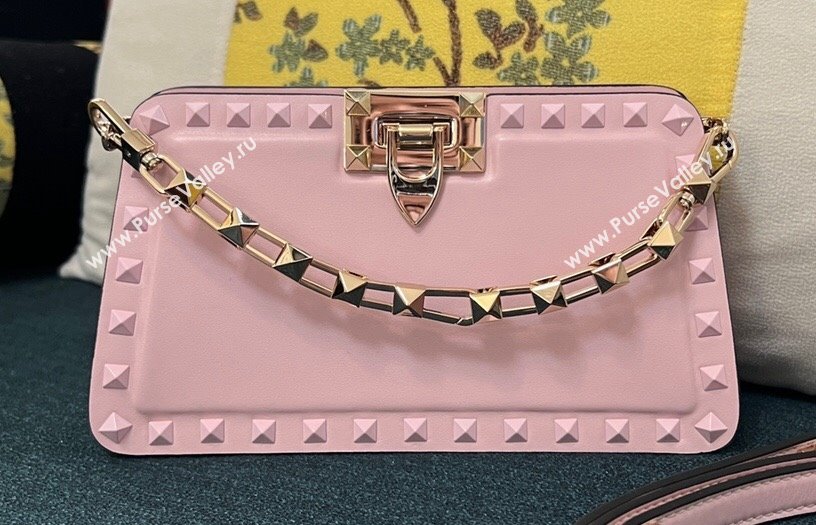 Valentino Rockstud Clutch Bag In Calfskin Pink 2024 (xinyidai-24020225)