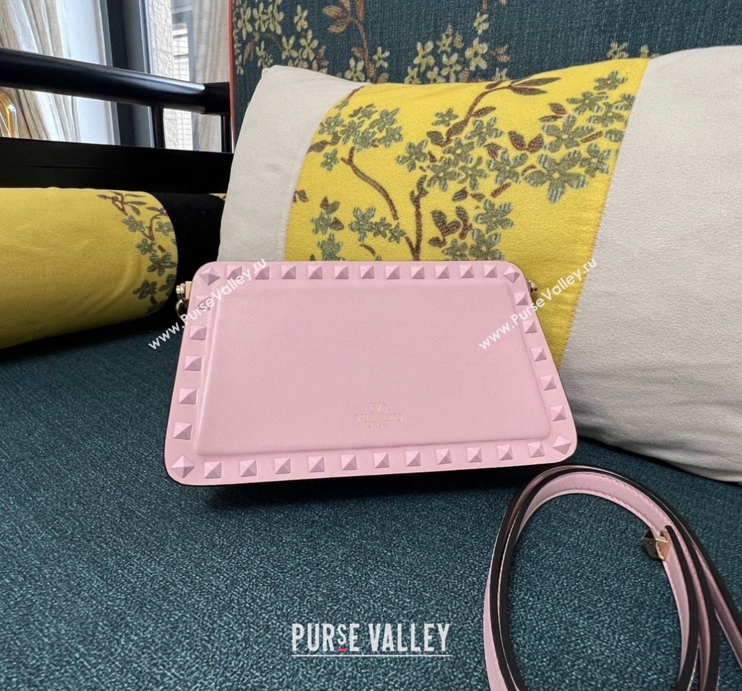 Valentino Rockstud Clutch Bag In Calfskin Pink 2024 (xinyidai-24020225)