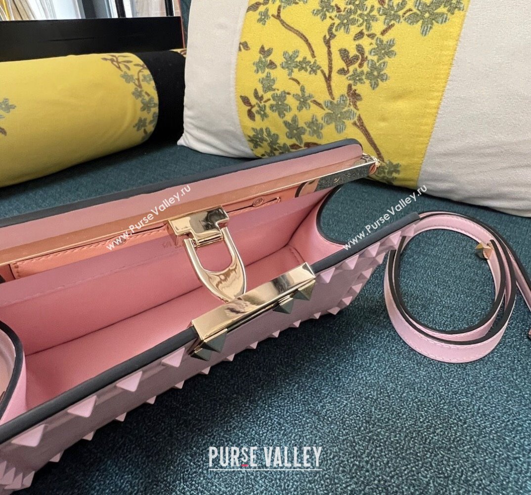 Valentino Rockstud Clutch Bag In Calfskin Pink 2024 (xinyidai-24020225)