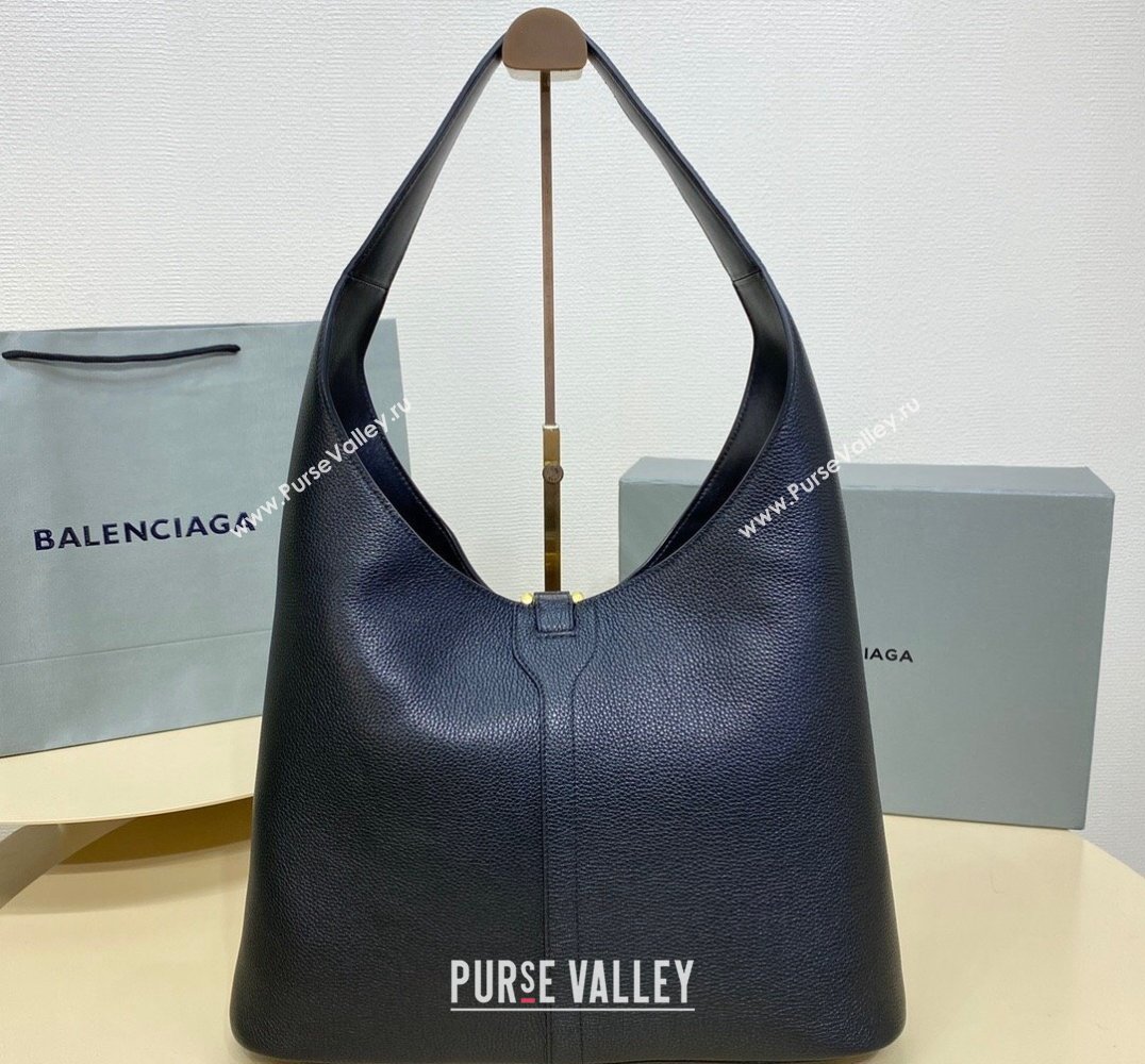 Balenciaga Locker Medium North-South Hobo Bag in black/Gold grained calfskin 2024 (xinyidai-24020248)