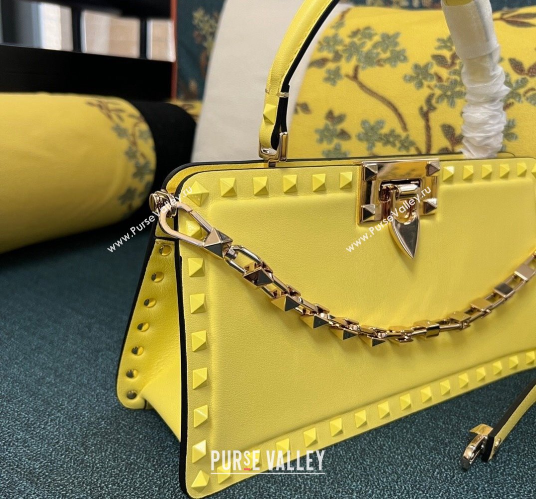 Valentino Rockstud Handbag In Calfskin Yellow 2024 (xinyidai-24020219)