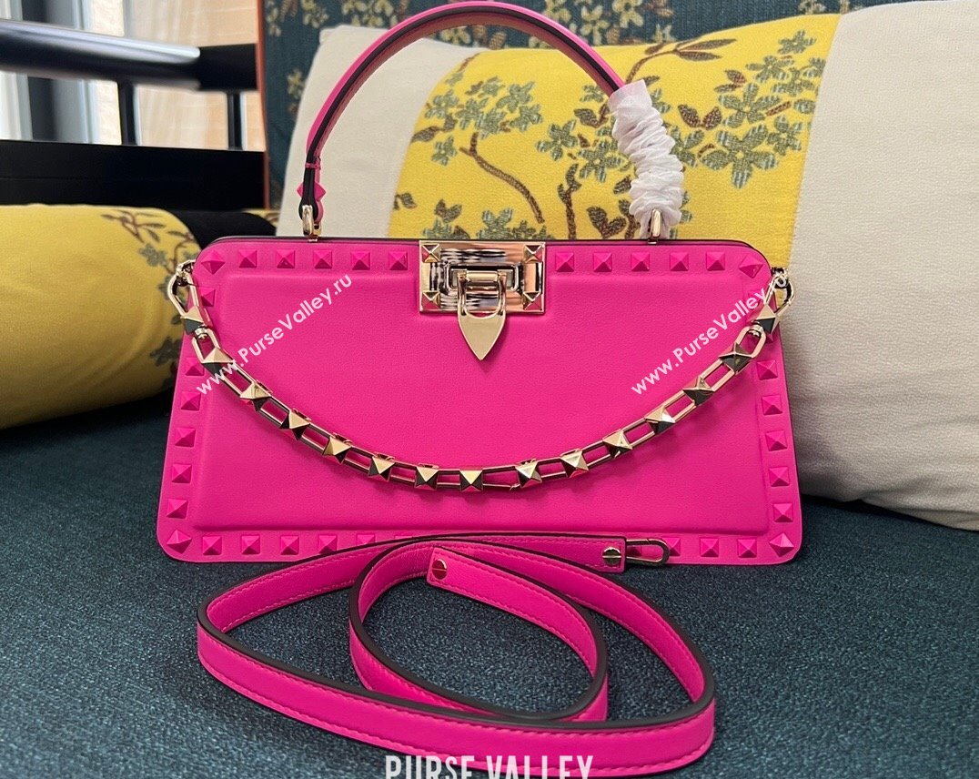 Valentino Rockstud Handbag In Calfskin Fuchsia 2024 (xinyidai-24020217)