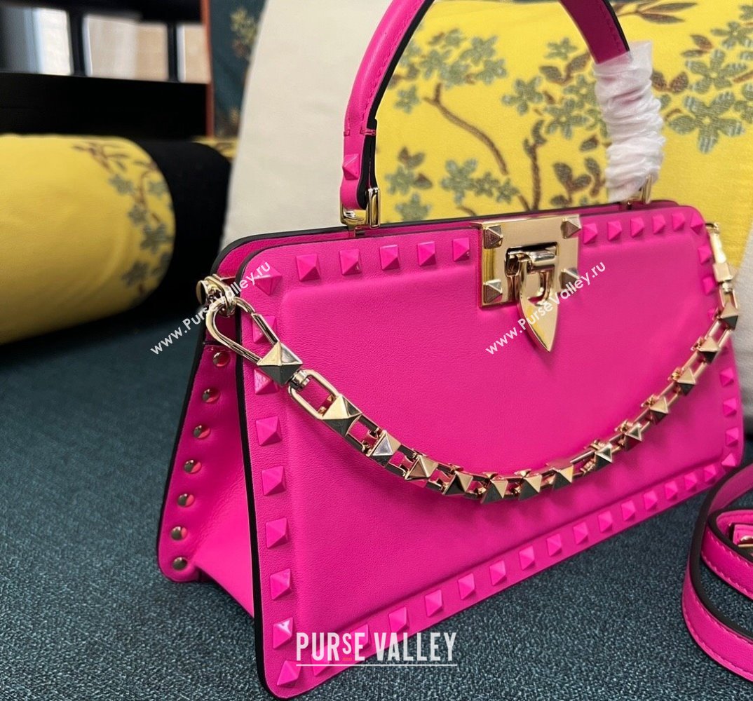 Valentino Rockstud Handbag In Calfskin Fuchsia 2024 (xinyidai-24020217)