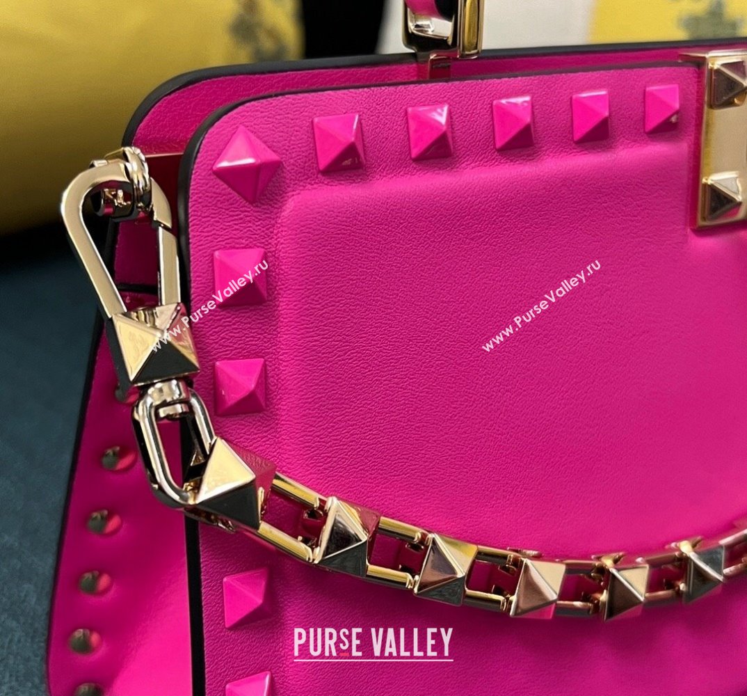 Valentino Rockstud Handbag In Calfskin Fuchsia 2024 (xinyidai-24020217)