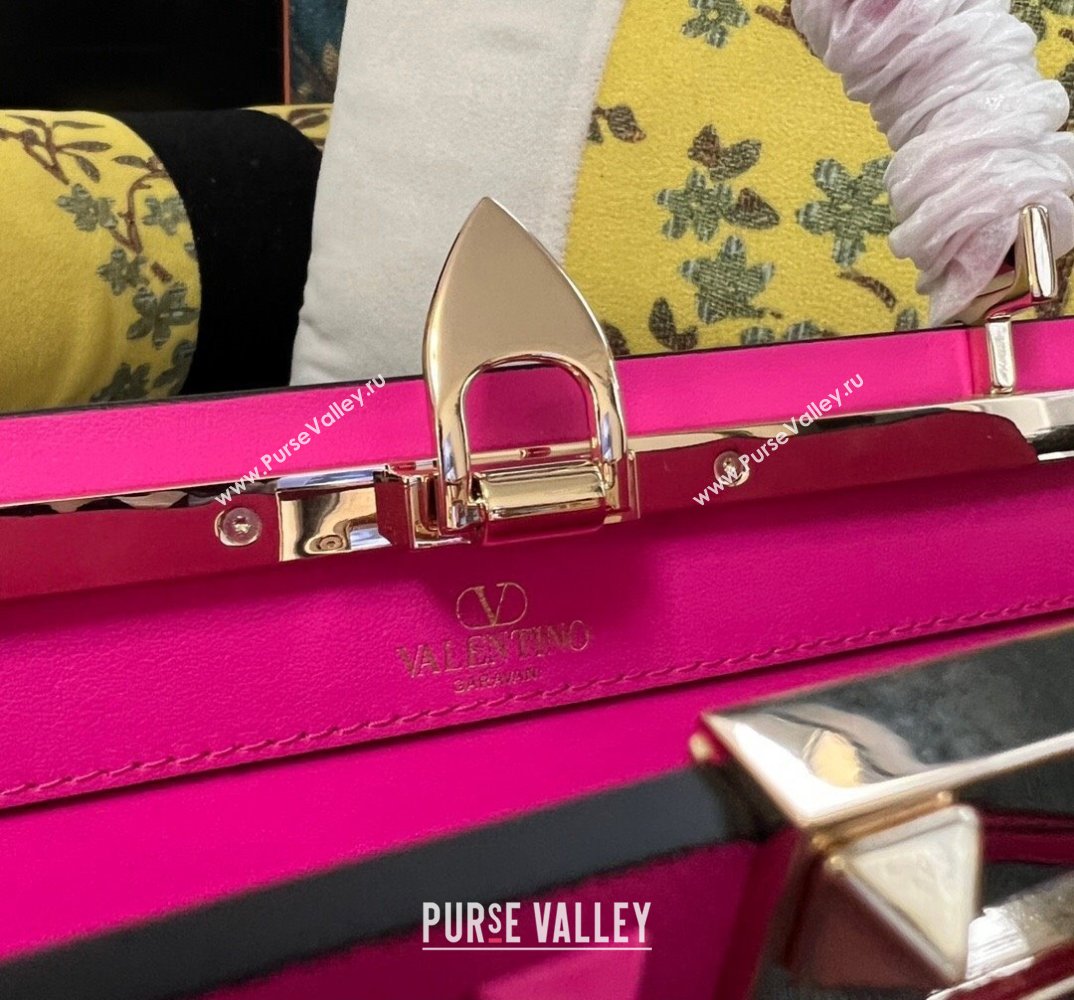 Valentino Rockstud Handbag In Calfskin Fuchsia 2024 (xinyidai-24020217)