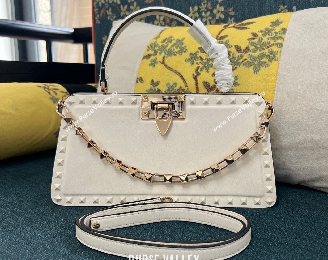 Valentino Rockstud Handbag In Calfskin White 2024 (xinyidai-24020215)