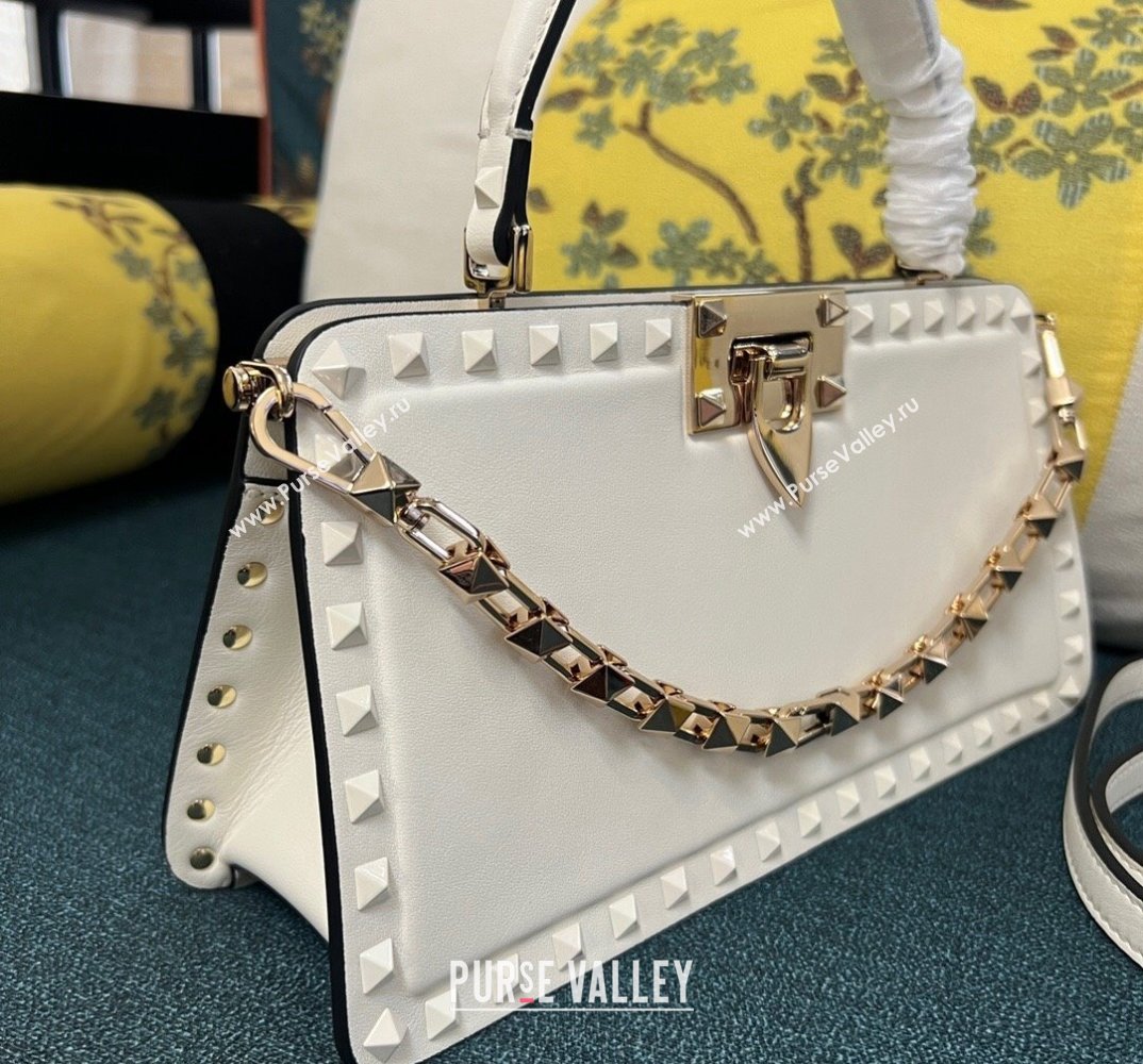 Valentino Rockstud Handbag In Calfskin White 2024 (xinyidai-24020215)