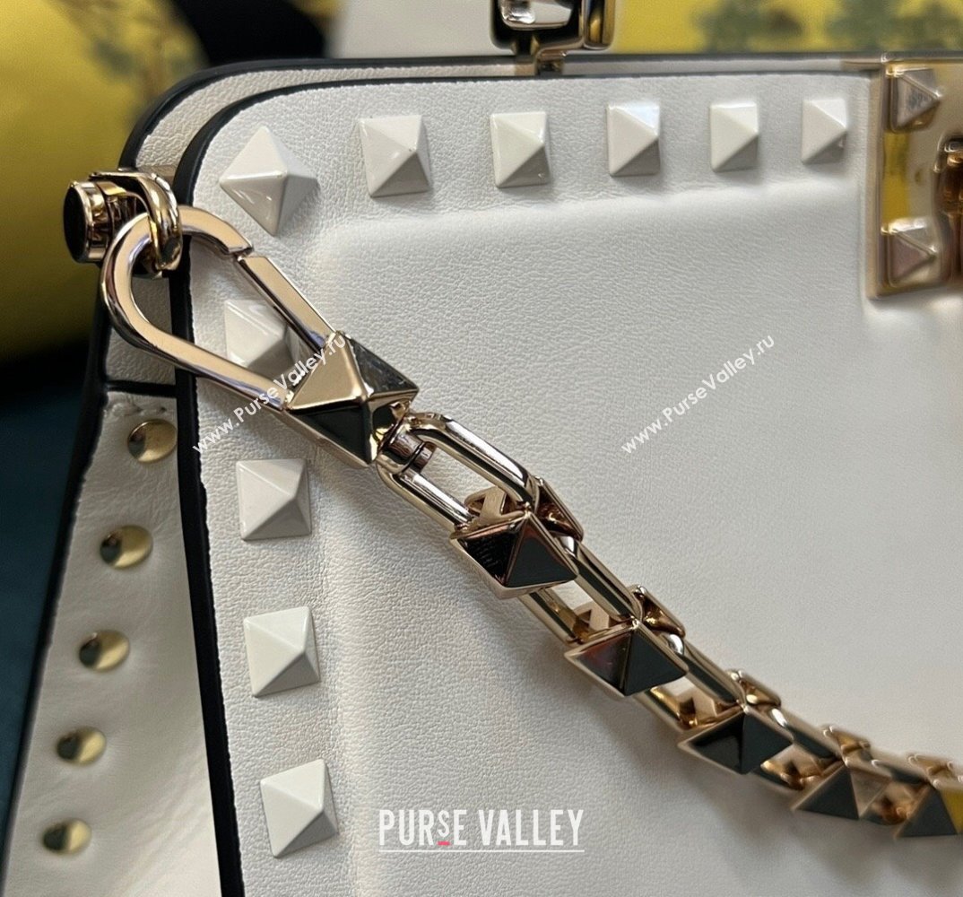 Valentino Rockstud Handbag In Calfskin White 2024 (xinyidai-24020215)