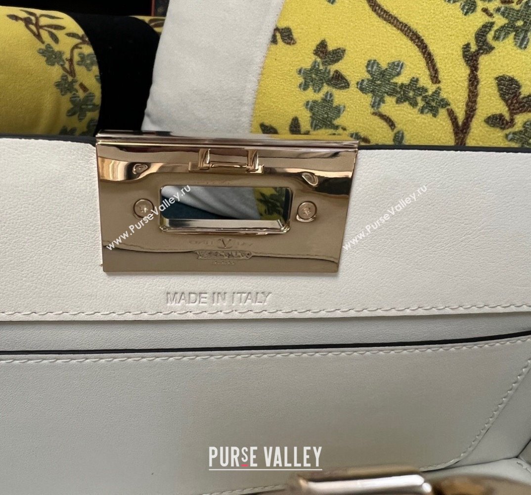 Valentino Rockstud Handbag In Calfskin White 2024 (xinyidai-24020215)