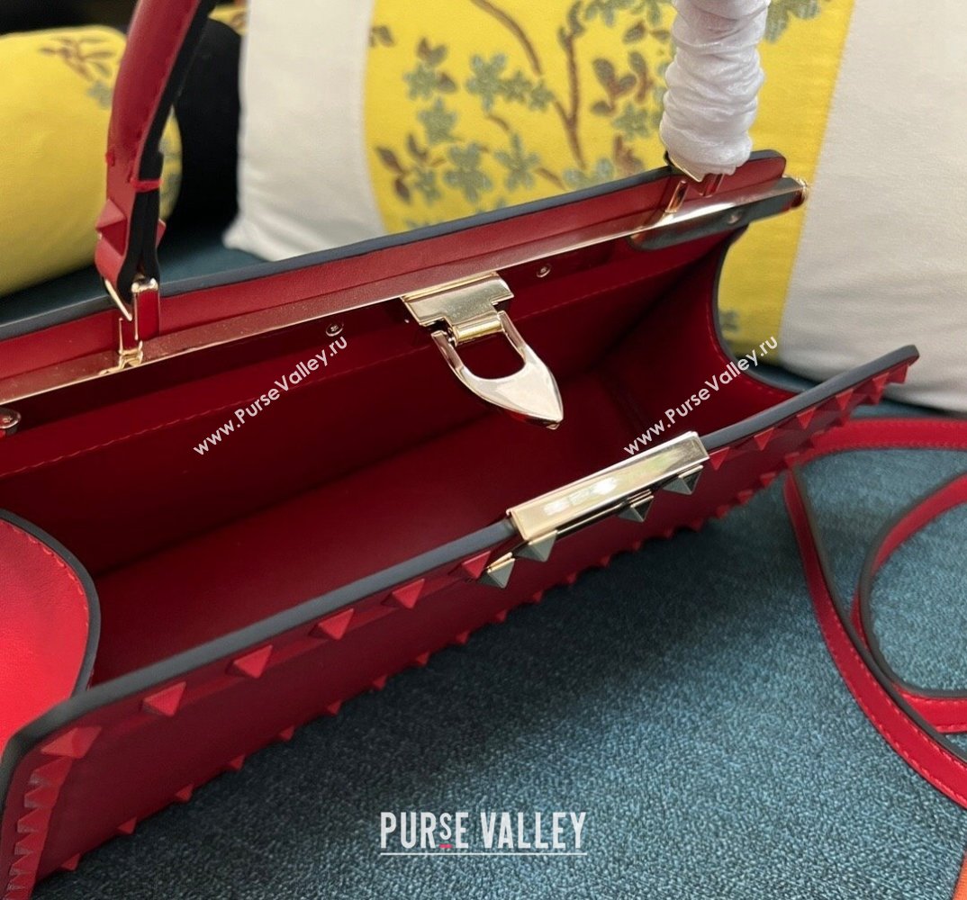 Valentino Rockstud Handbag In Calfskin Red 2024 (xinyidai-24020216)