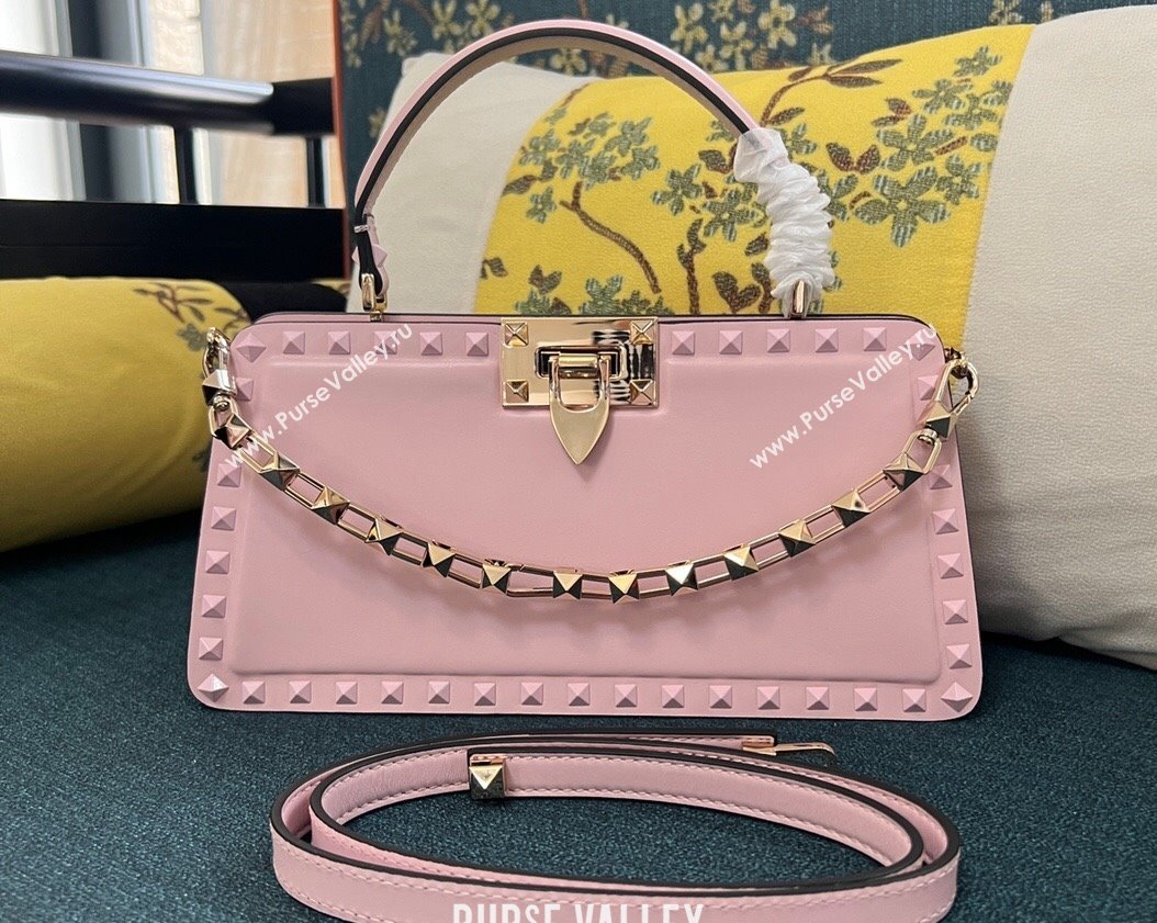 Valentino Rockstud Handbag In Calfskin Pink 2024 (xinyidai-24020218)