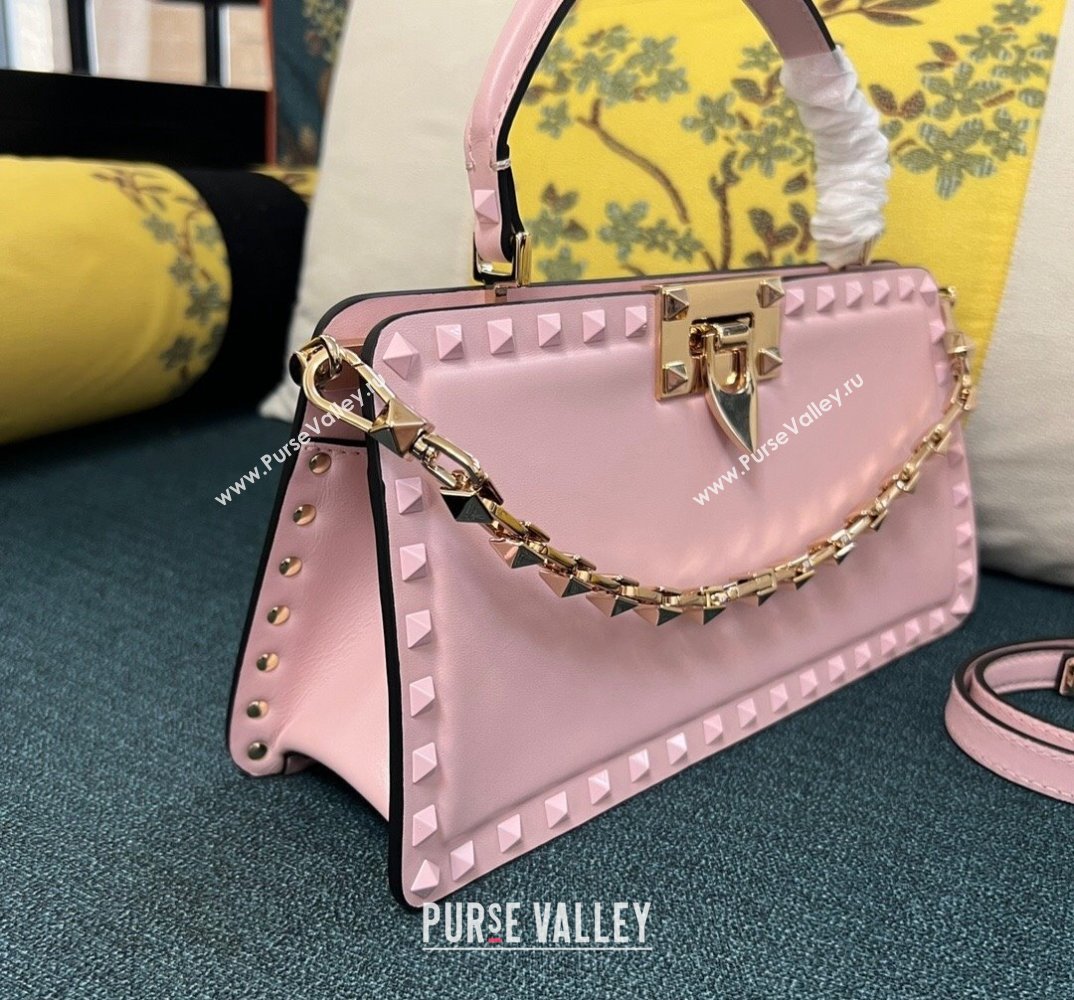 Valentino Rockstud Handbag In Calfskin Pink 2024 (xinyidai-24020218)