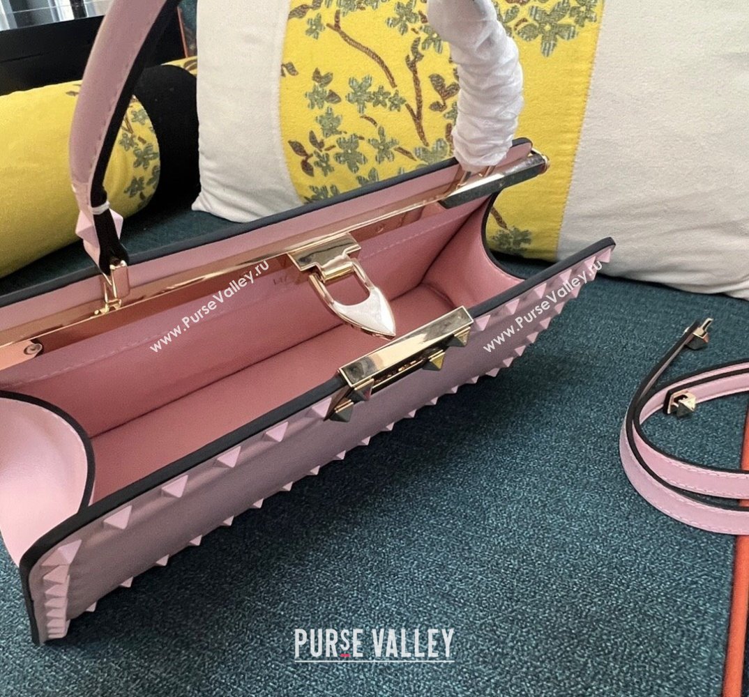 Valentino Rockstud Handbag In Calfskin Pink 2024 (xinyidai-24020218)