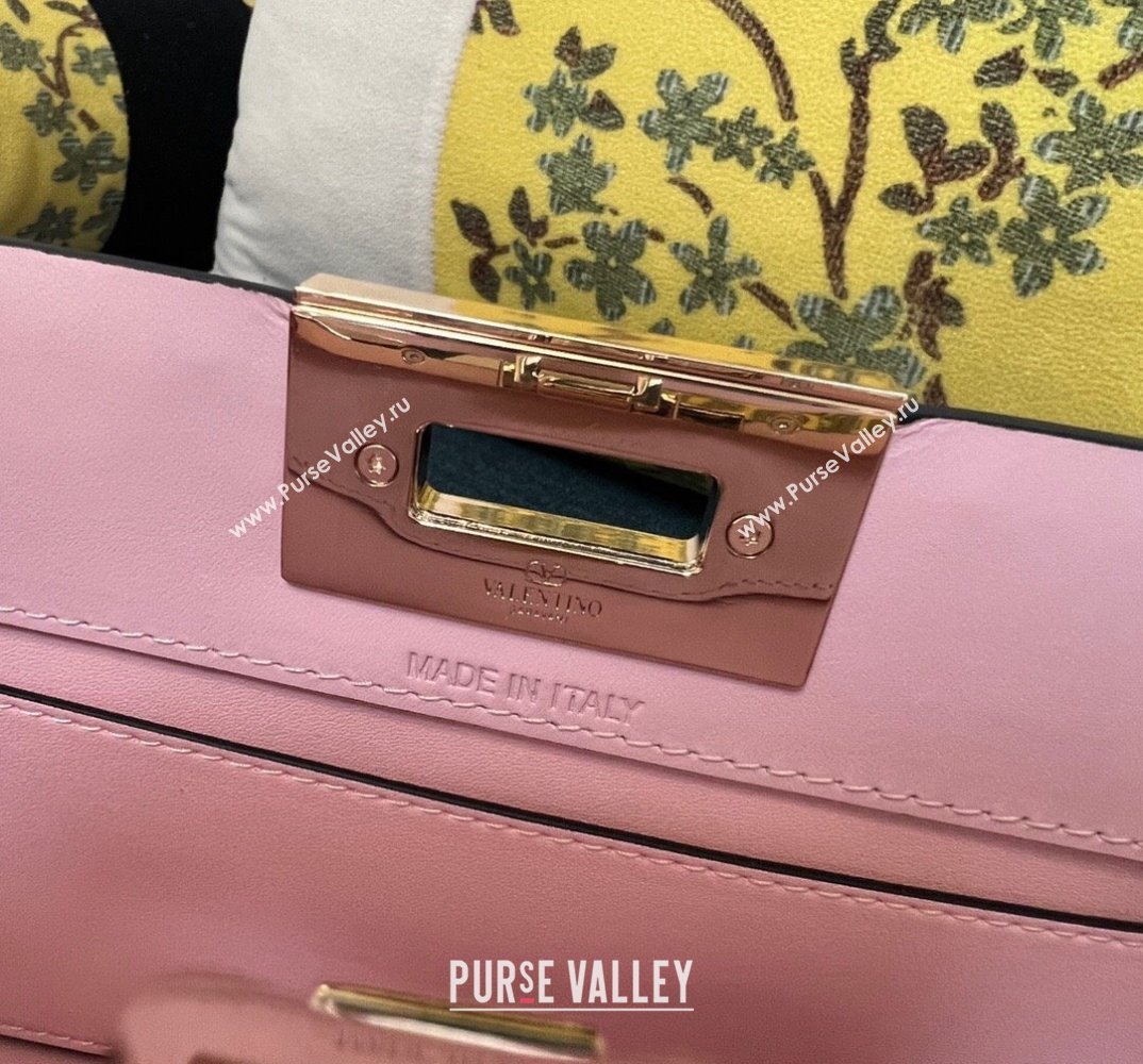 Valentino Rockstud Handbag In Calfskin Pink 2024 (xinyidai-24020218)