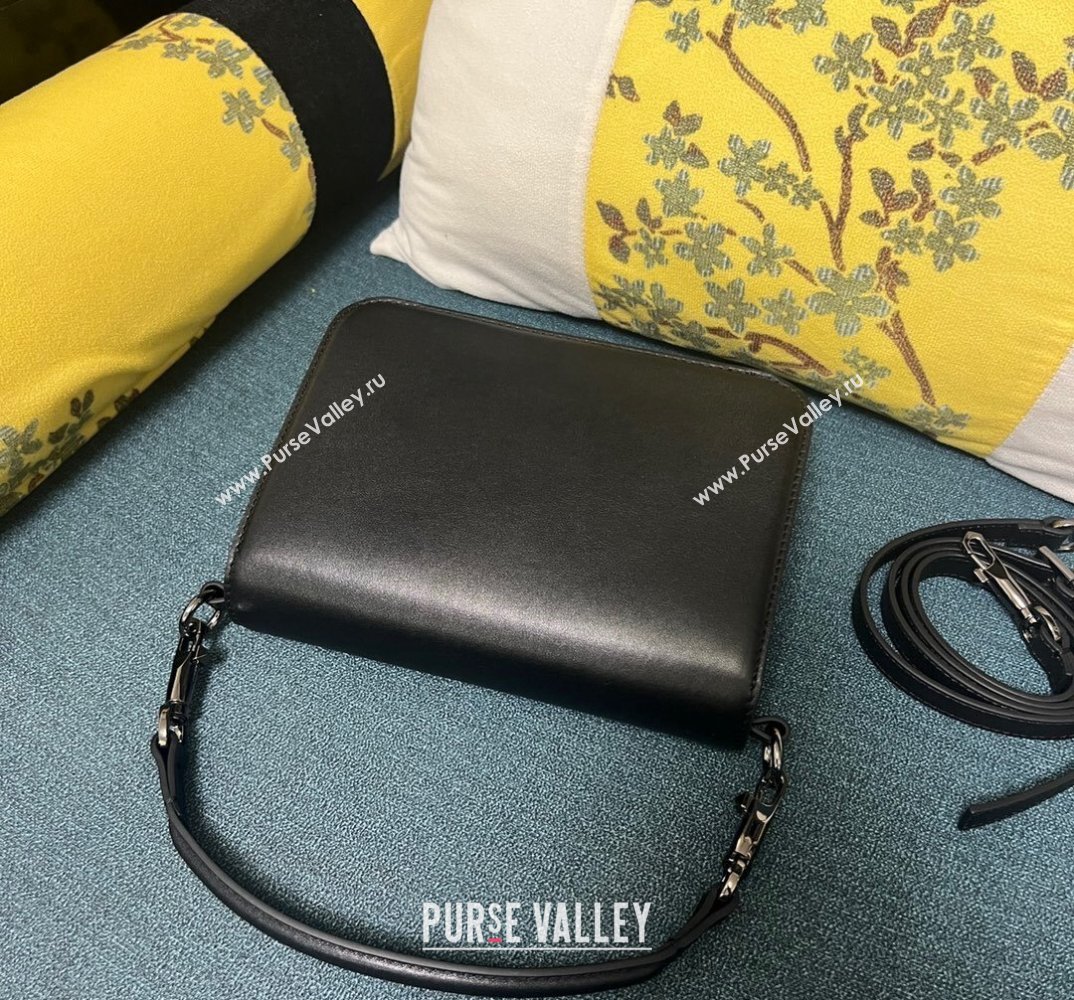 Valentino Small Locò Shoulder Bag In Calfskin Leather Black With Enamel Tone-On-Tone Vlogo Signature 2024 (xinyidai-24020209)