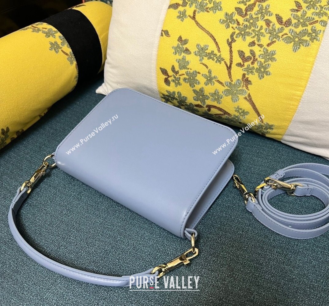 Valentino Small Locò Shoulder Bag In Calfskin Leather Blue With Enamel Tone-On-Tone Vlogo Signature 2024 (xinyidai-24020212)