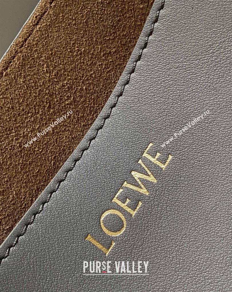 Loewe Large Puzzle Fold Tote Bag in shiny calfskin Black/Gray 2024 (xinyidai-24020241)