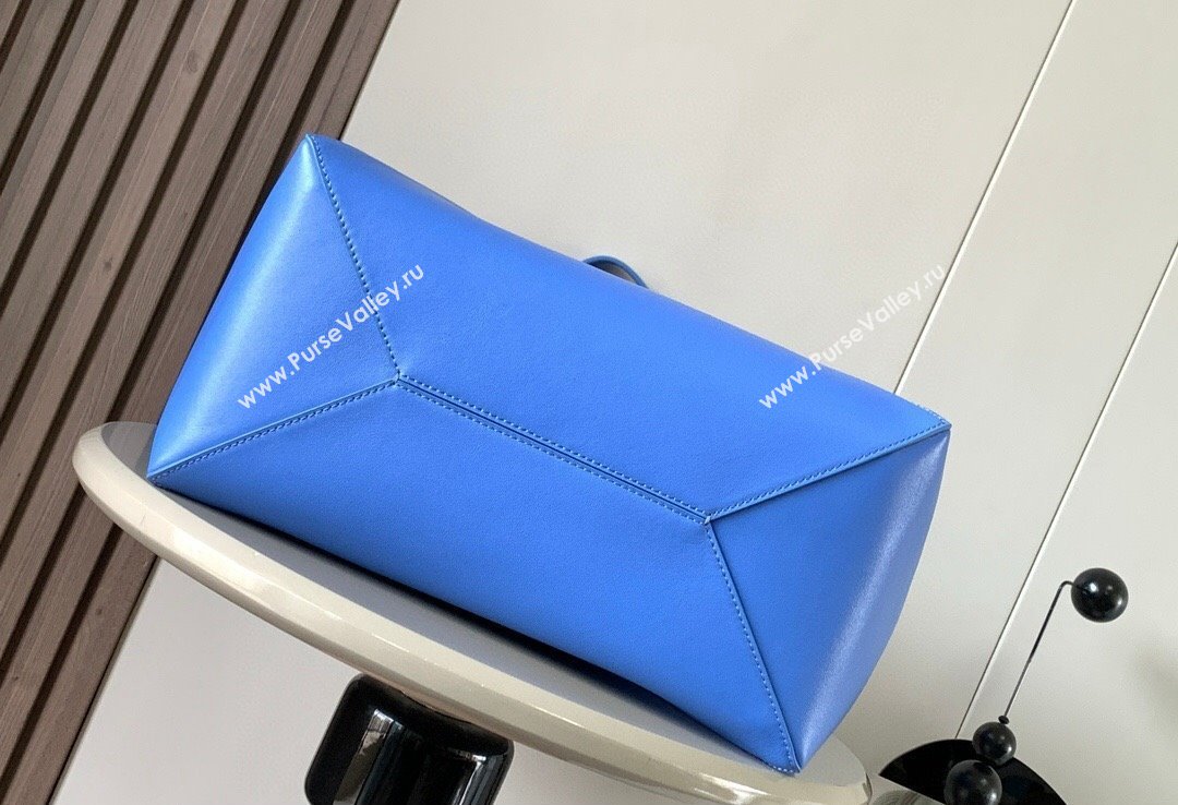 Loewe Large Puzzle Fold Tote Bag in shiny calfskin Blue 2024 (xinyidai-24020242)