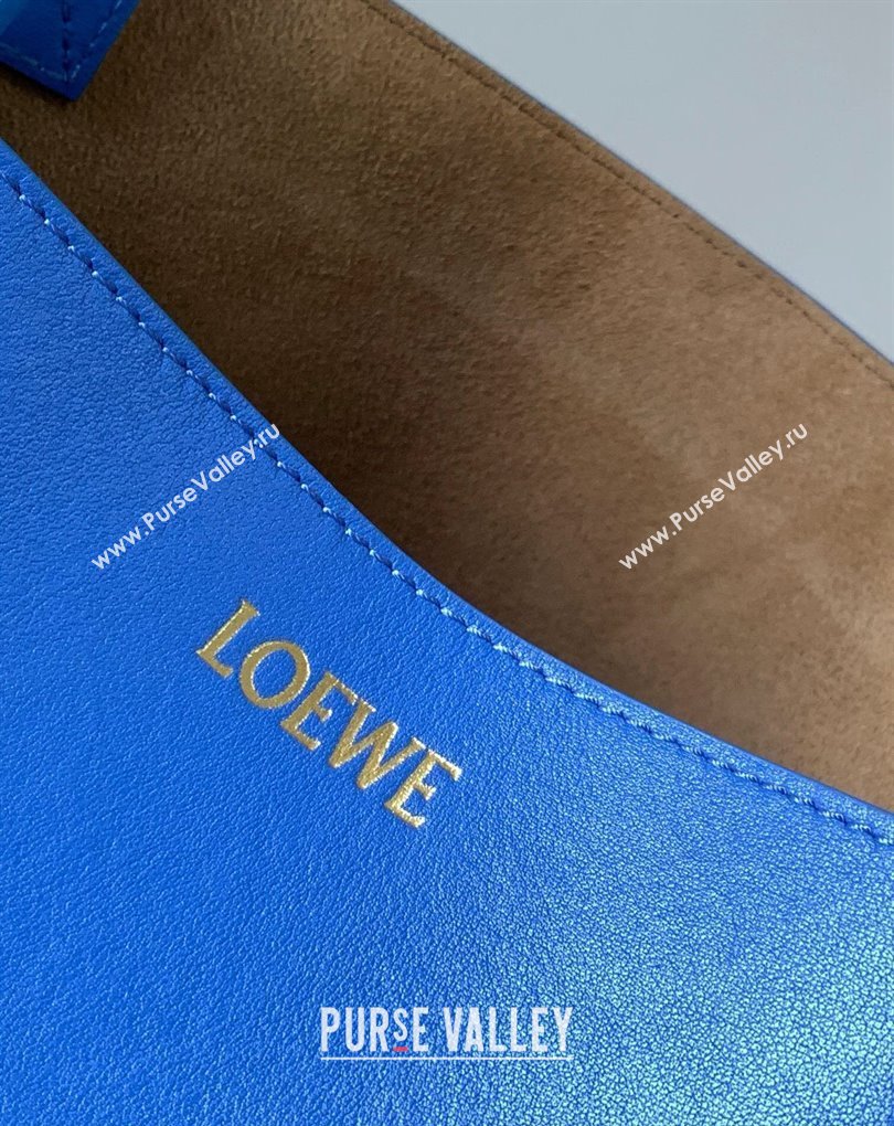 Loewe Large Puzzle Fold Tote Bag in shiny calfskin Blue 2024 (xinyidai-24020242)