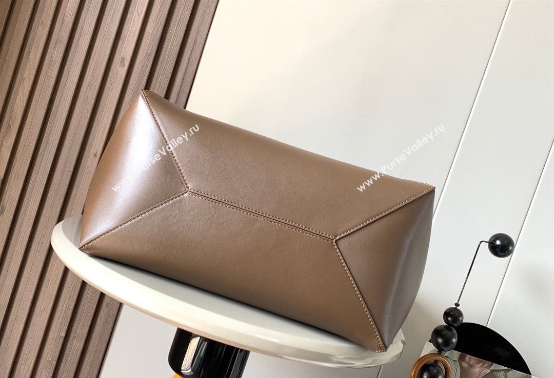 Loewe Large Puzzle Fold Tote Bag in shiny calfskin Brown/Green 2024 (xinyidai-24020243)