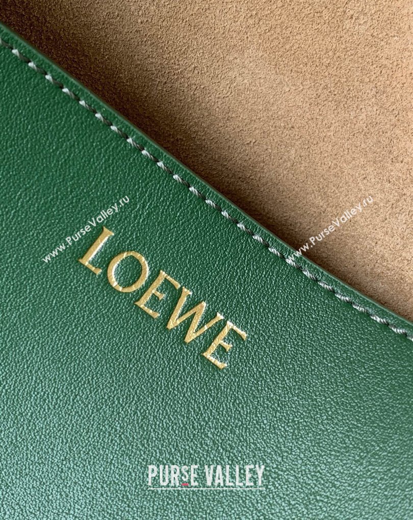 Loewe Large Puzzle Fold Tote Bag in shiny calfskin Brown/Green 2024 (xinyidai-24020243)