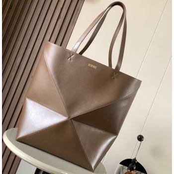 Loewe Large Puzzle Fold Tote Bag in shiny calfskin Brown 2024 (xinyidai-24020244)