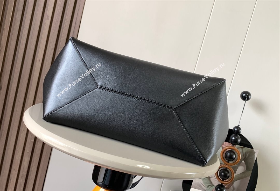 Loewe Large Puzzle Fold Tote Bag in shiny calfskin Black 2024 (xinyidai-2402024)