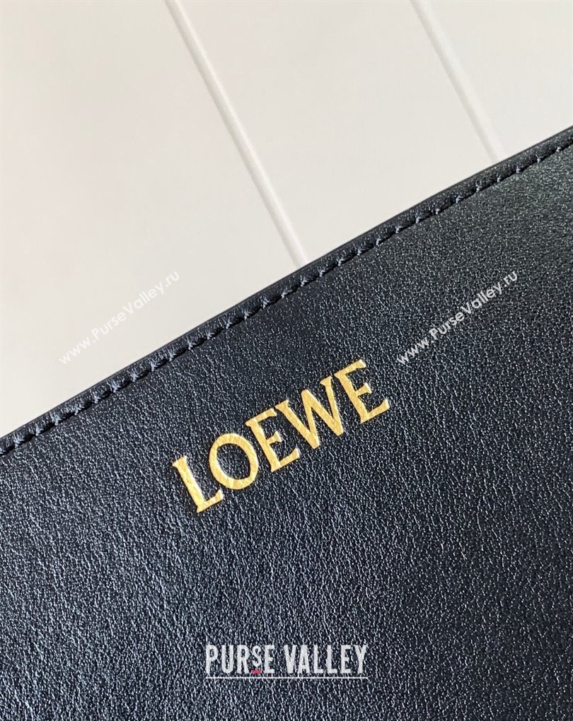 Loewe Large Puzzle Fold Tote Bag in shiny calfskin Black 2024 (xinyidai-2402024)