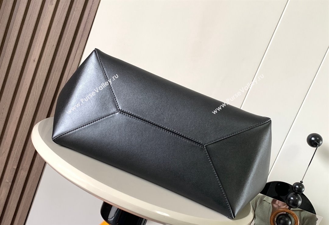 Loewe Large Puzzle Fold Tote Bag in shiny calfskin Black/Brown 2024 (xinyidai-24020245)