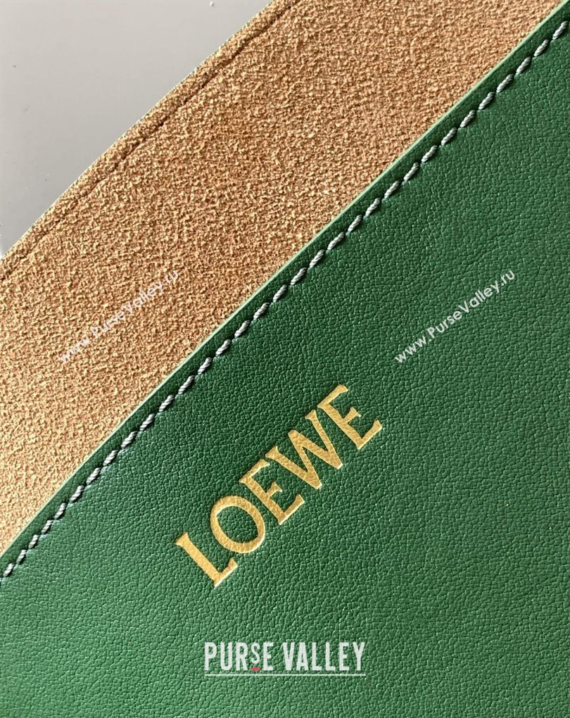 Loewe Large Puzzle Fold Tote Bag in shiny calfskin Green 2024 (xinyidai-24020246)