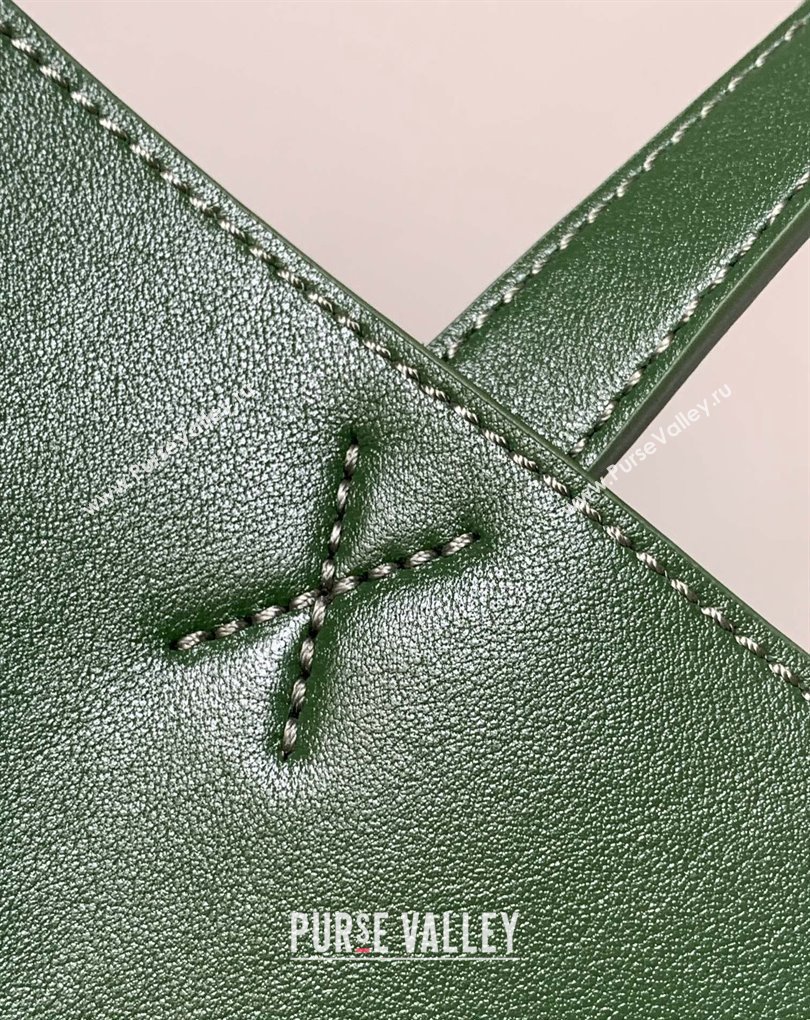 Loewe Large Puzzle Fold Tote Bag in shiny calfskin Green 2024 (xinyidai-24020246)