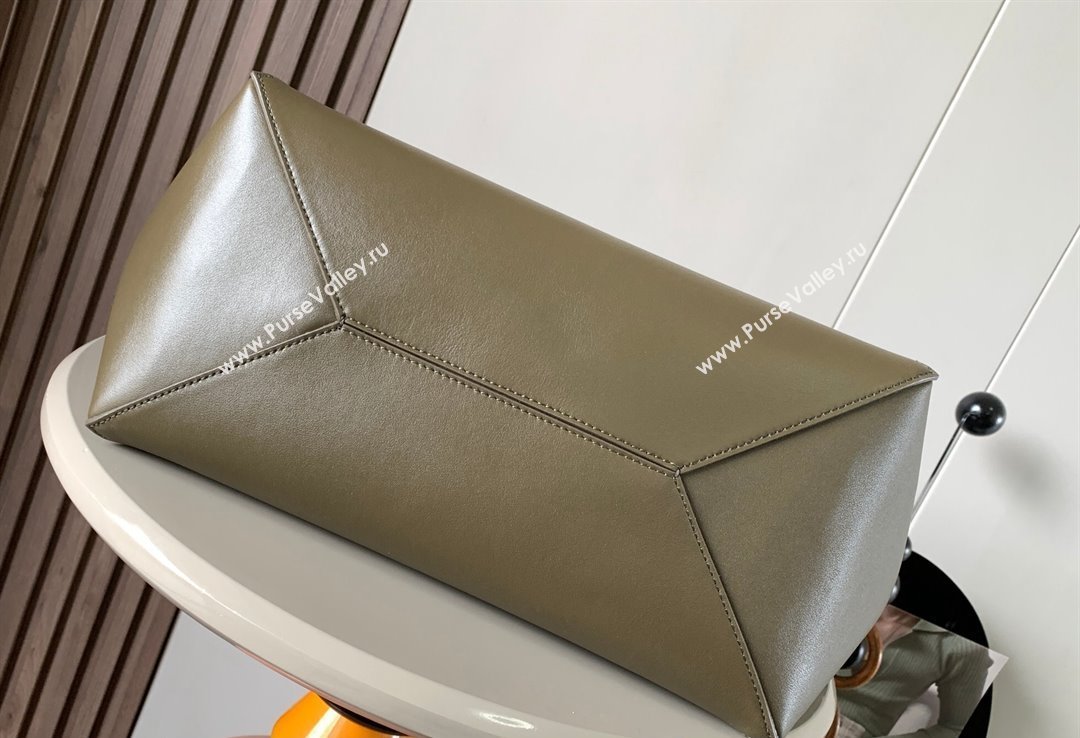 Loewe Large Puzzle Fold Tote Bag in shiny calfskin Olive Green 2024 (xinyidai-24020247)