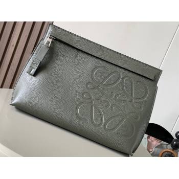 Loewe T Pouch Bag in grained calfskin Army Green 2024 (xinyidai-24020236)
