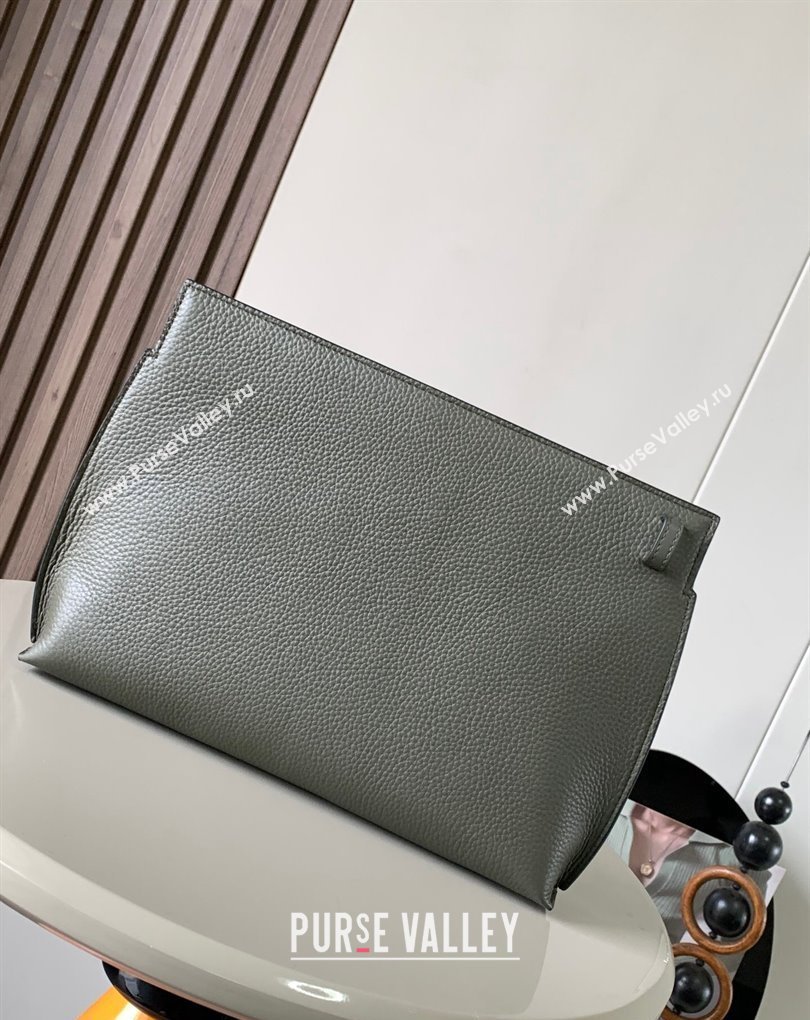 Loewe T Pouch Bag in grained calfskin Army Green 2024 (xinyidai-24020236)