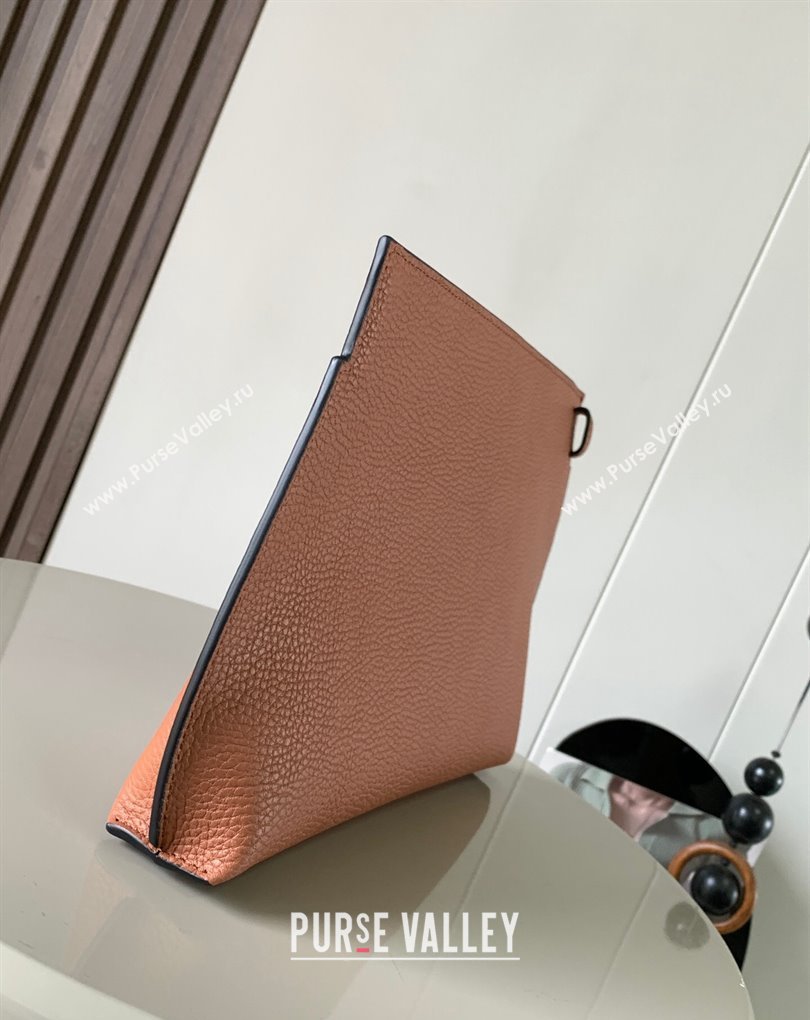 Loewe T Pouch Bag in grained calfskin Brown 2024 (xinyidai-24020237)