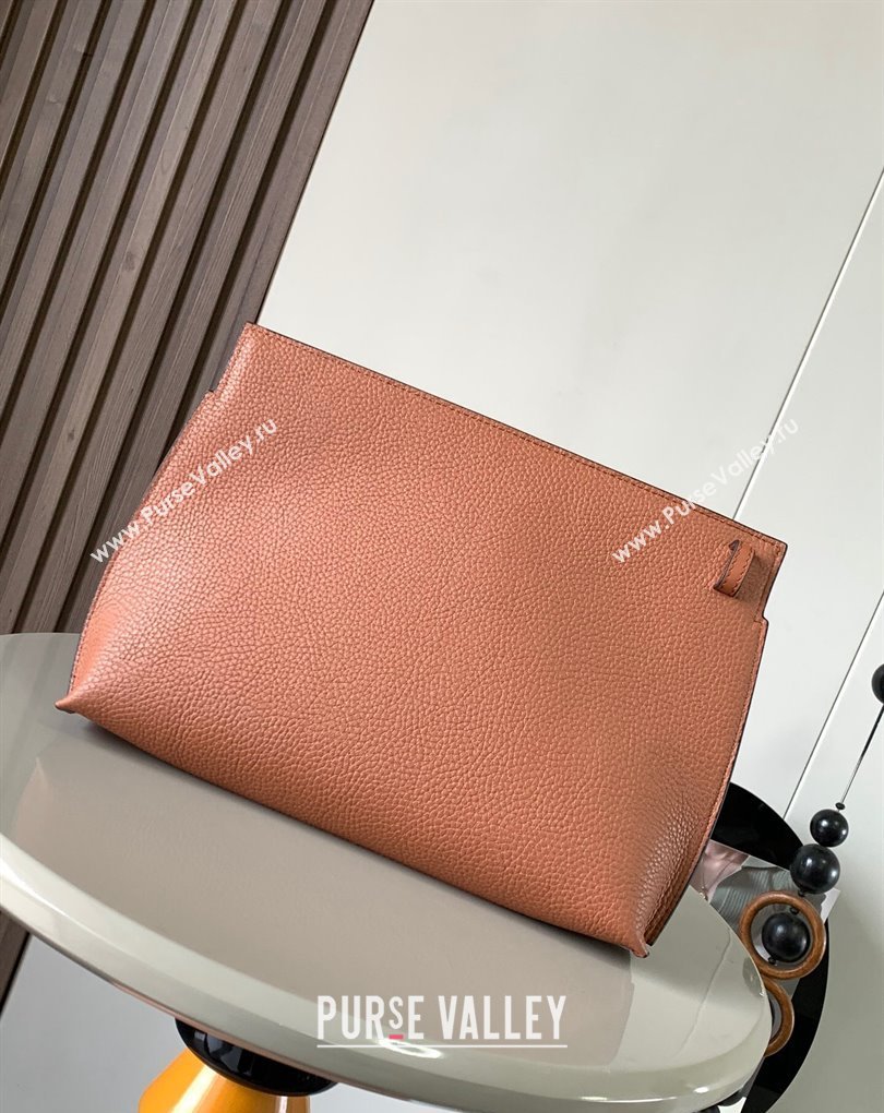 Loewe T Pouch Bag in grained calfskin Brown 2024 (xinyidai-24020237)