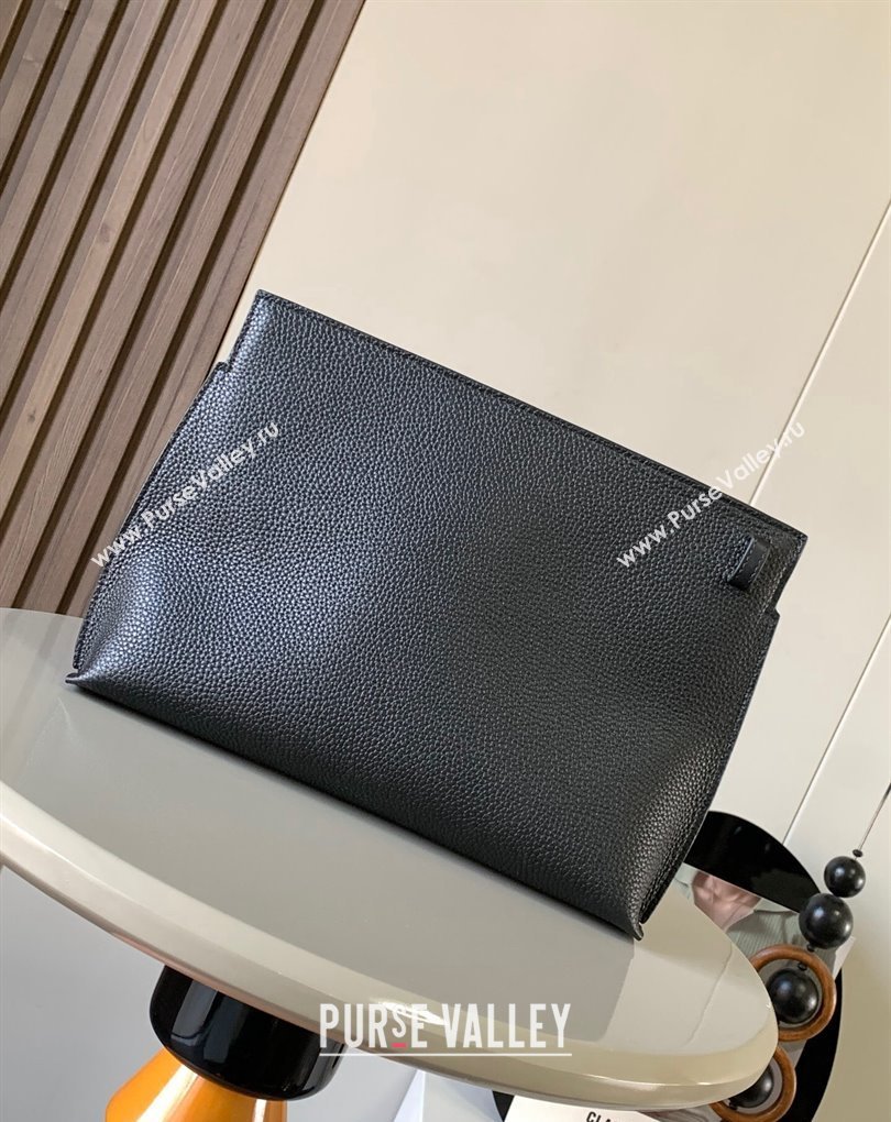 Loewe T Pouch Bag in grained calfskin Black 2024 (xinyidai-24020238)