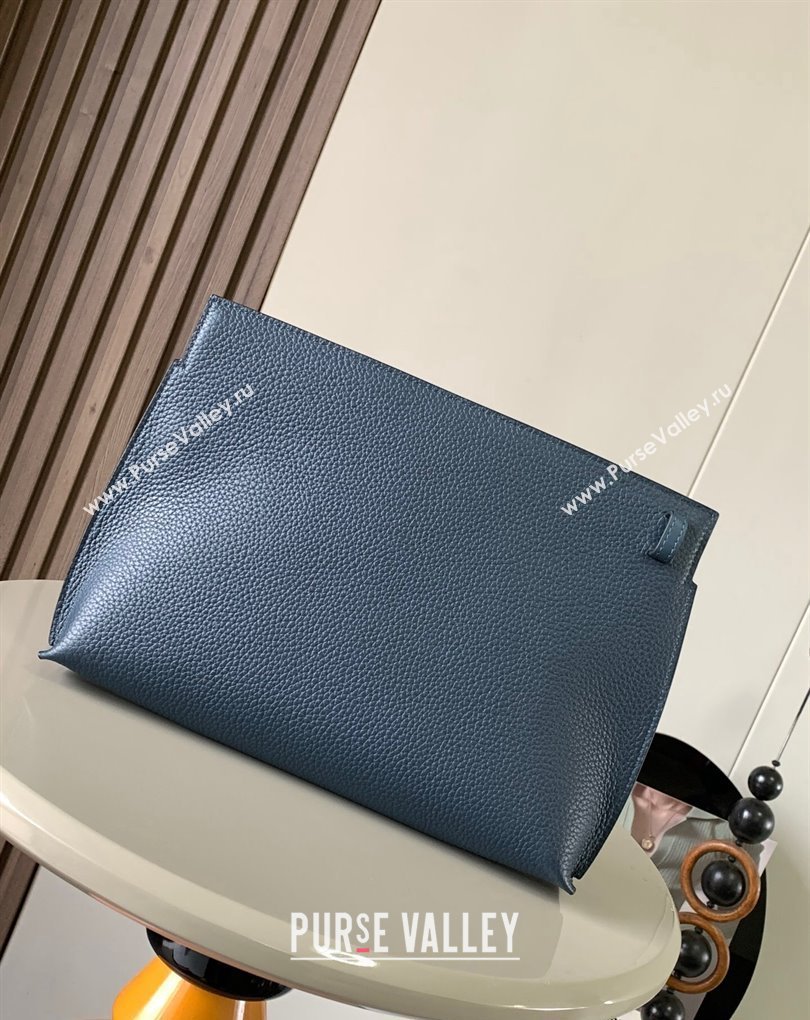 Loewe T Pouch Bag in grained calfskin Blue 2024 (xinyidai-24020239)