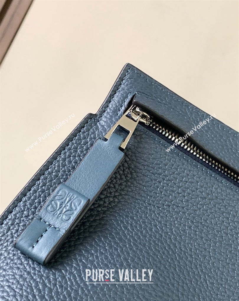 Loewe T Pouch Bag in grained calfskin Blue 2024 (xinyidai-24020239)