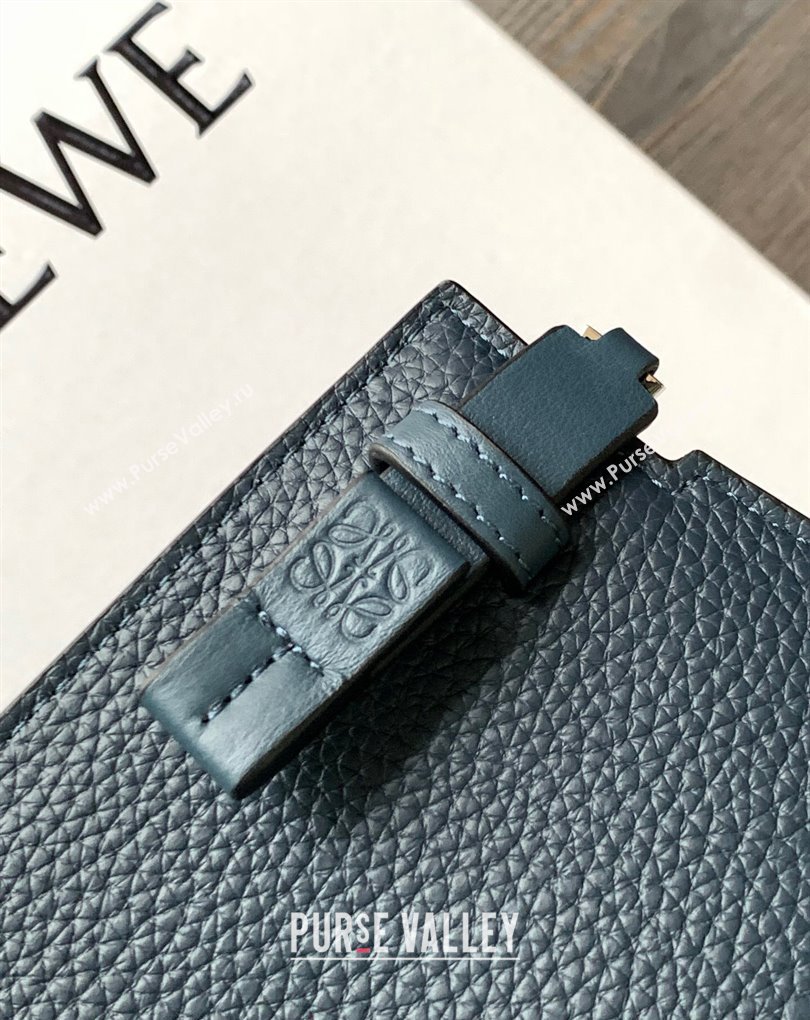 Loewe T Pouch Bag in grained calfskin Blue 2024 (xinyidai-24020239)