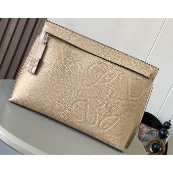 Loewe T Pouch Bag in grained calfskin Beige 2024 (xinyidai-24020240)