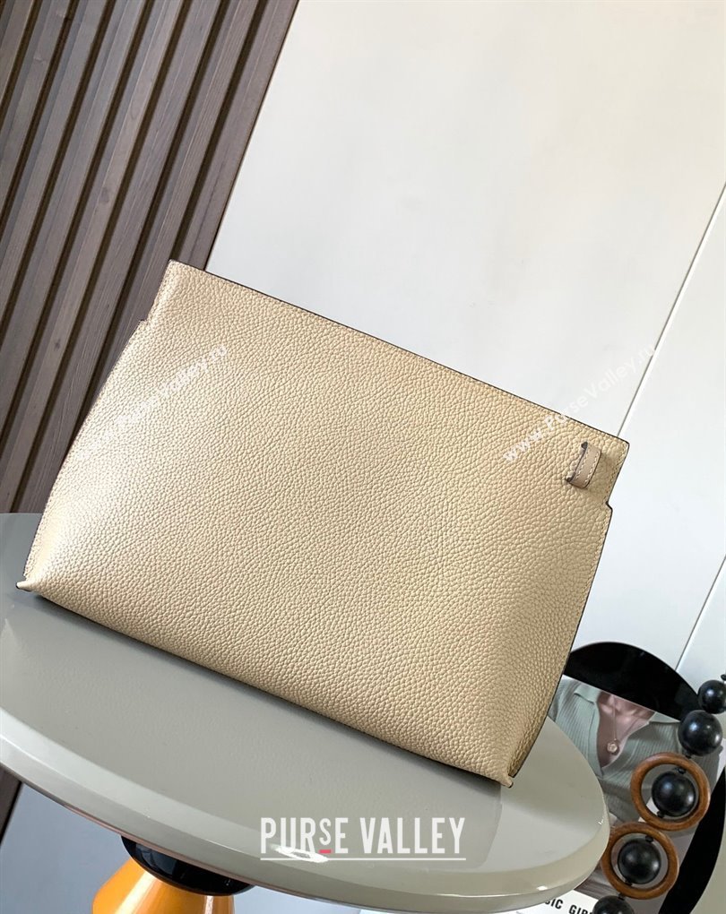 Loewe T Pouch Bag in grained calfskin Beige 2024 (xinyidai-24020240)